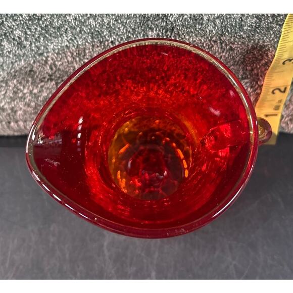 Miniature Blenko Handblown Crackle Glass Pitcher Vintage - Picture 9 of 9